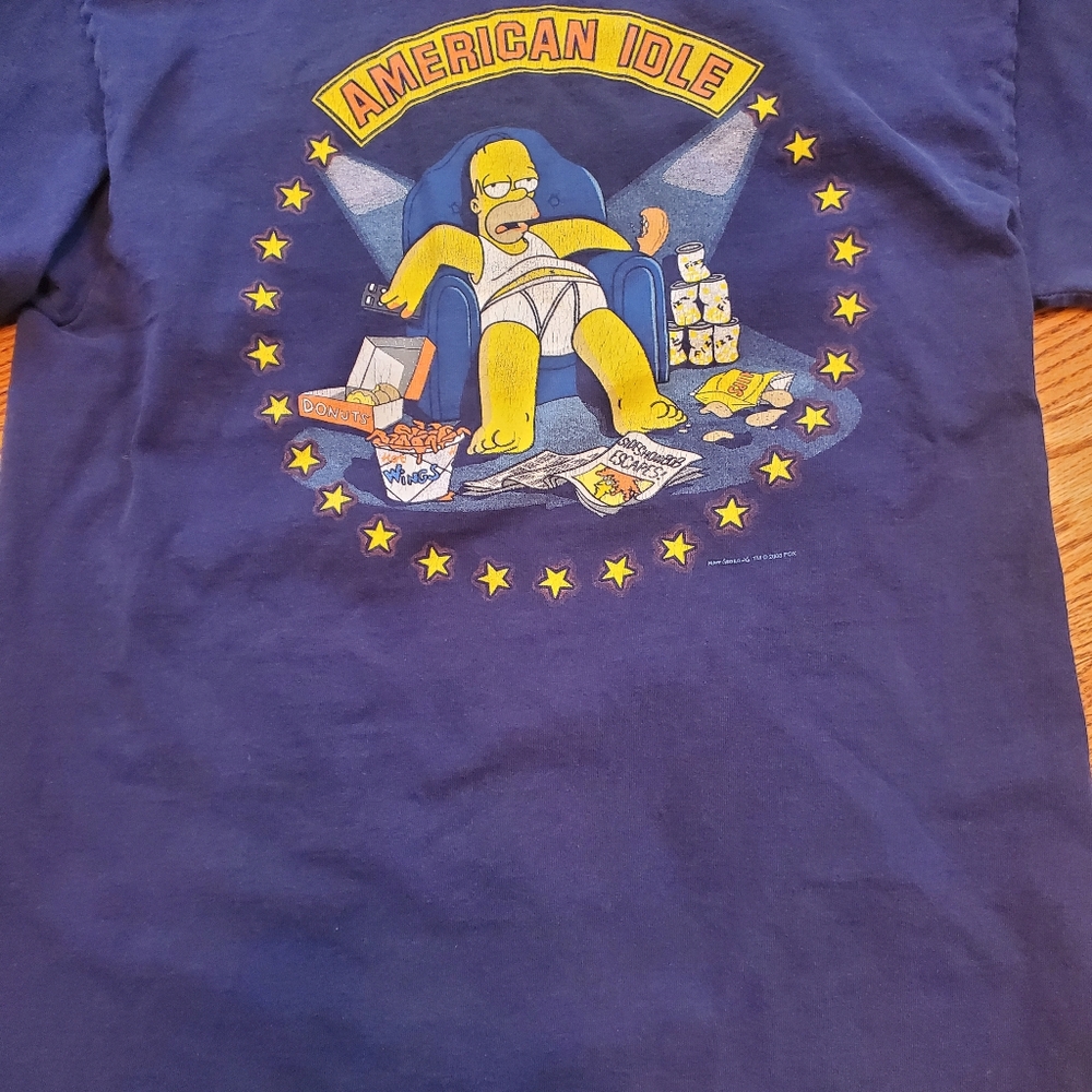 Homer Simpson blue tshirt Men's M "American Idle" 100% cotton, super condition!